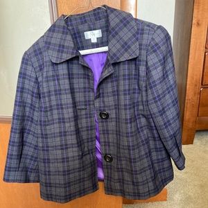 Purple plaid blazer